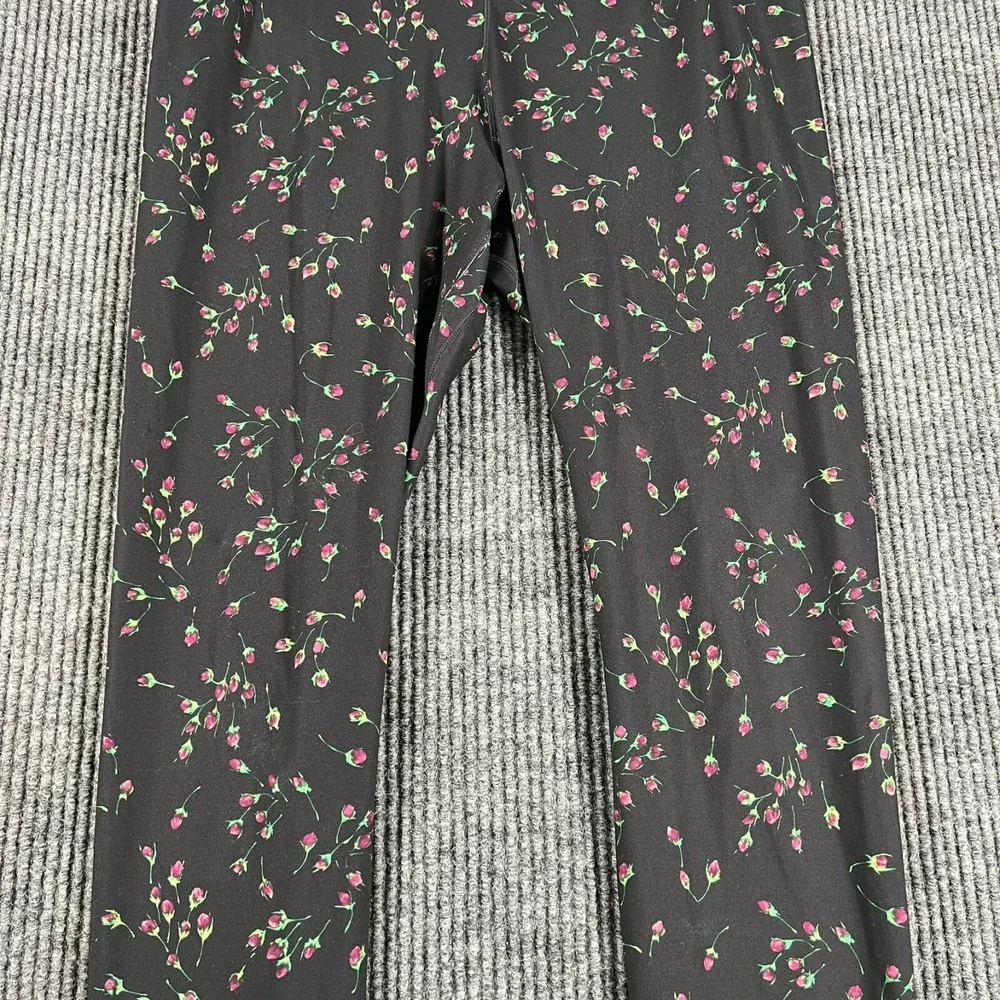 Nike Leggings Womens Large Black Floral Roses Geometric Dri Fit Active Workout